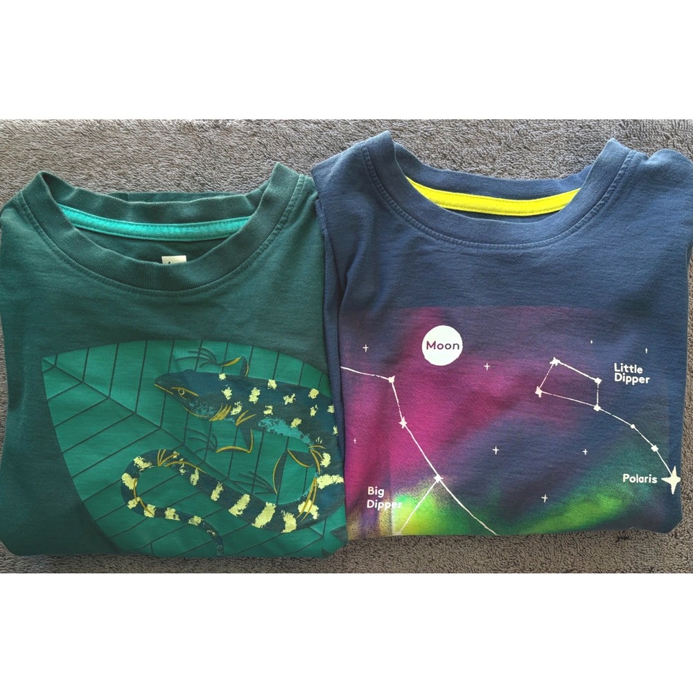 Tea Collection Graphic T-Shirt Bundle Size 6 Navy Green Constellation Lizard